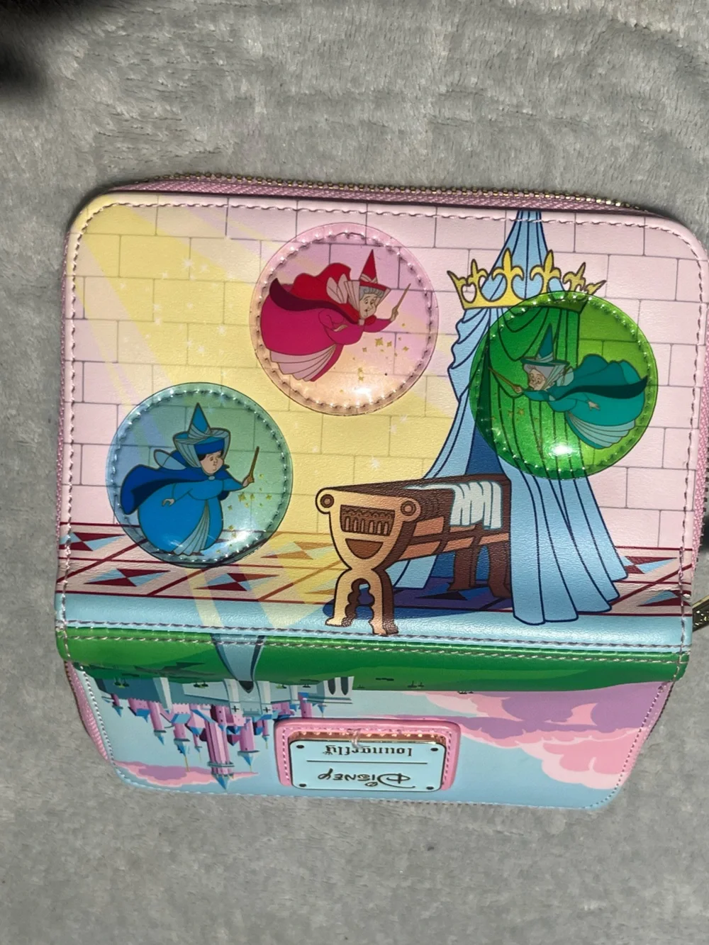 Loungefly sleeping beauty stained glass castle zip around wallet Disney Original
